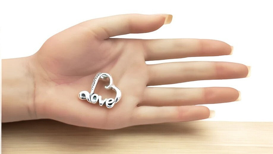 925 Silver, Light Weight LOVE Heart Pendant Necklace - Chain Sold Separate 1453