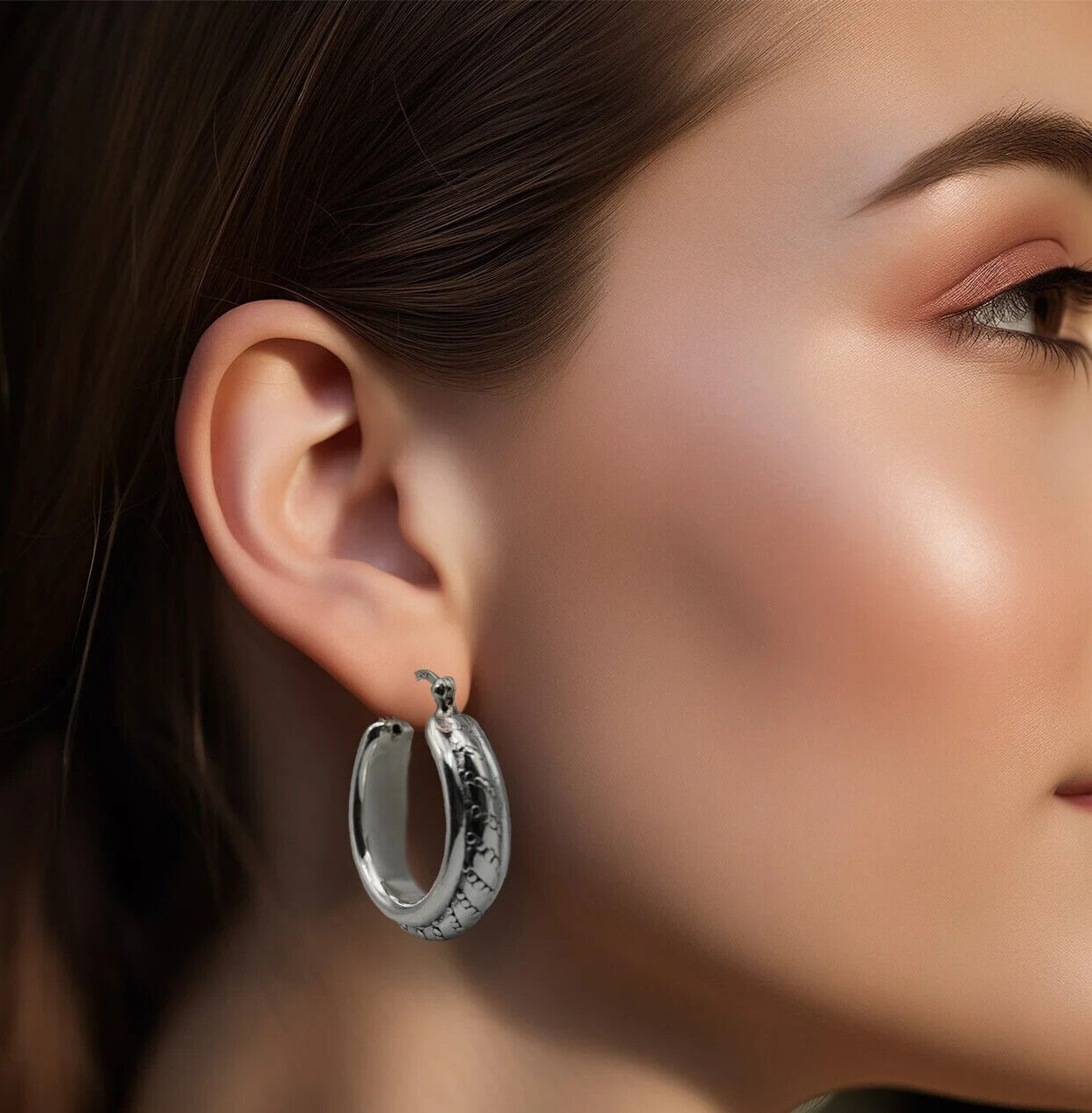 925 Sterling Silver Caviar Hoop Earrings,Lightweight Wear All Day Jewelry 1382