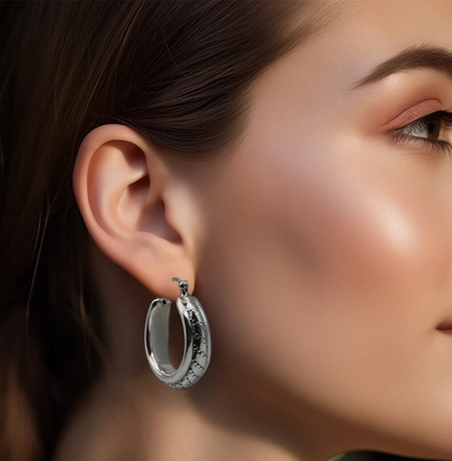 925 Sterling Silver Caviar Hoop Earrings,Lightweight Wear All Day Jewelry 1382