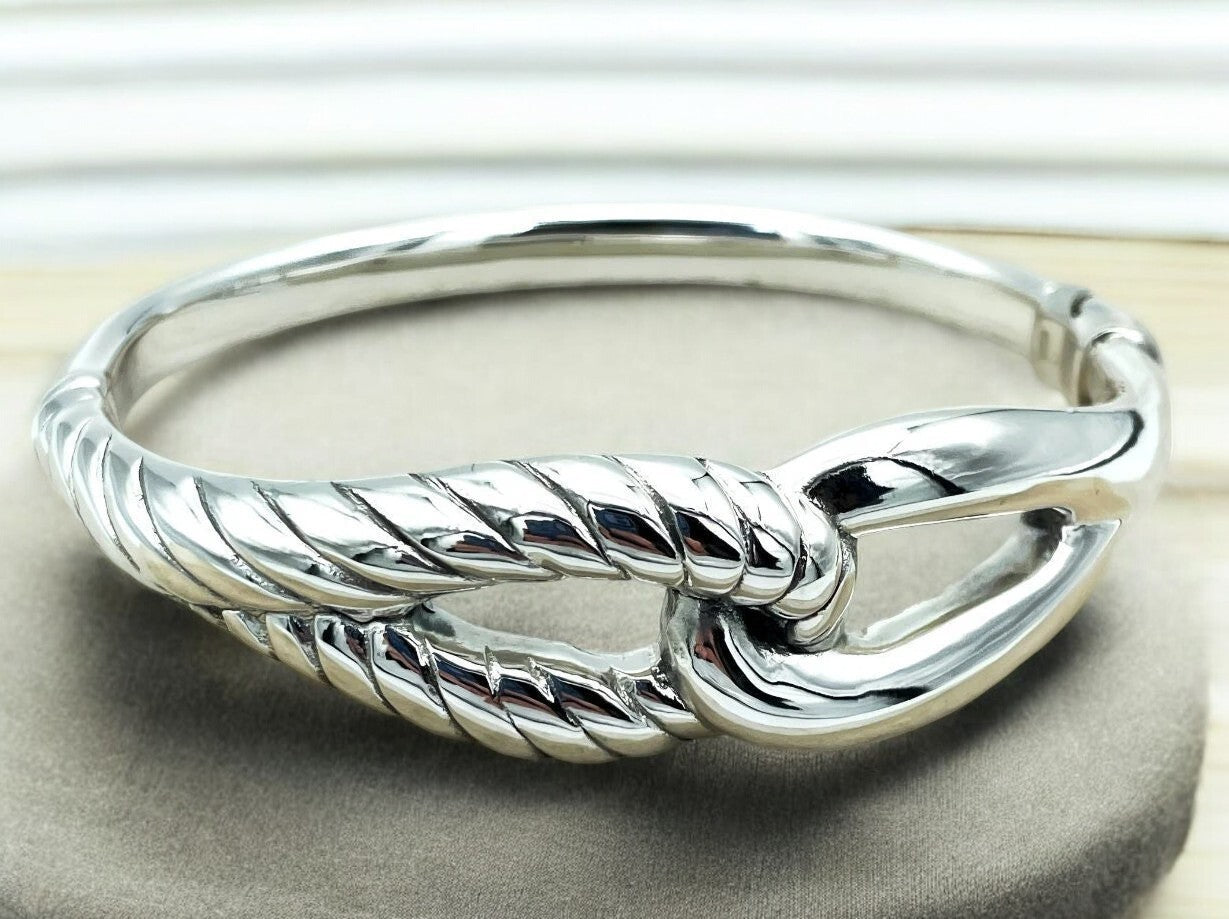 925 Silver Infinity Bracelet 6.5" - Lightweight, Interlocking Twisted 1495
