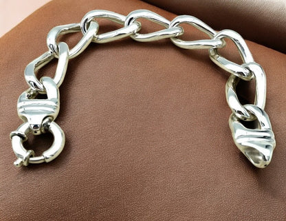 925 STERLING SILVER 7 1/2" CURB LINK BRACELET SPRING RING CLASP LIGHTWEIGHT 1607