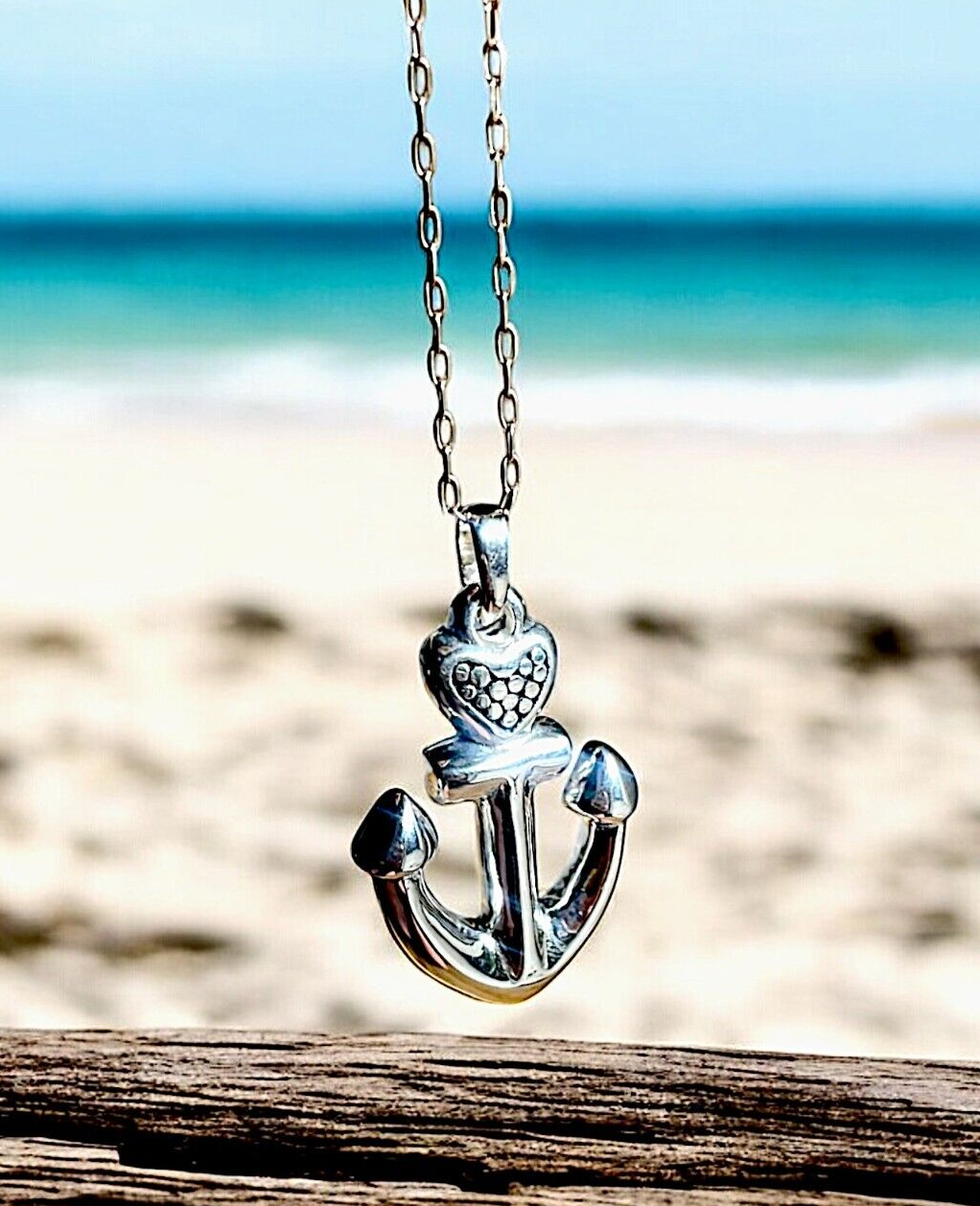 925 STERLING SILVER LIGHTWEIGHT ANCHOR & HEART PENDANT, CHAIN SOLD SEPARATE 1637