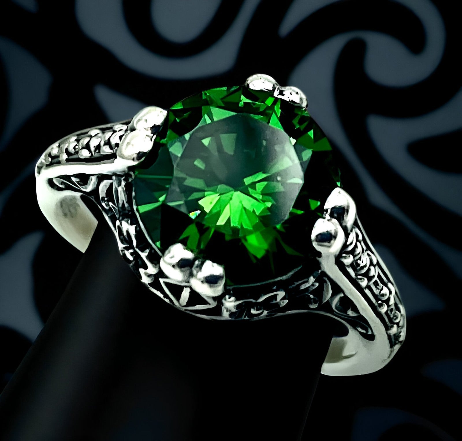 WEDDING ENGAGEMENT 925 STERLING SILVER EMERALD CZ SOLITAIRE RING           #1283