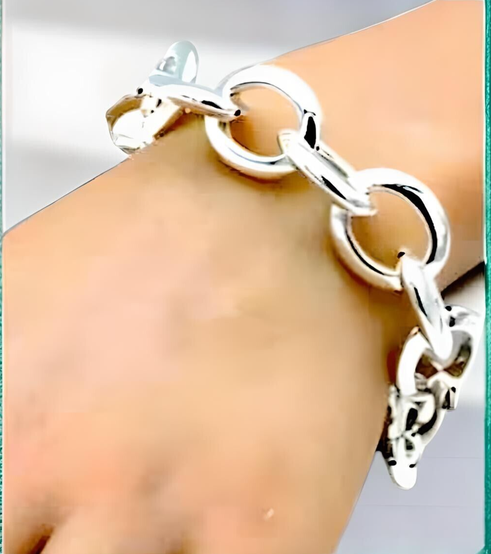 925 Sterling Silver 9" Rolo Link Lightweight Bracelet, Spring Ring Clasp 1652