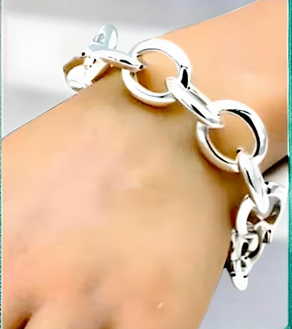 925 Sterling Silver 9" Rolo Link Lightweight Bracelet, Spring Ring Clasp 1652