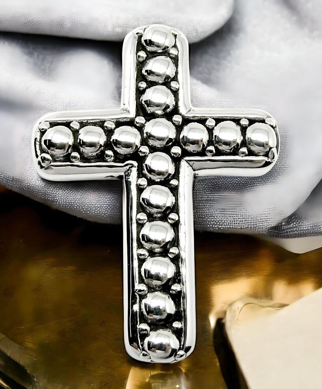 925 STERLING SILVER COBBLESTONE CROSS PENDANT, CHAIN SOLD SEPARATELY 1648