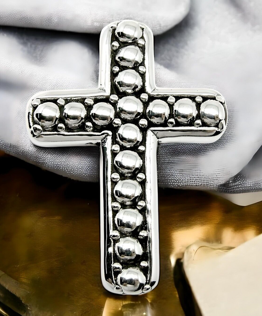 925 STERLING SILVER COBBLESTONE CROSS PENDANT, CHAIN SOLD SEPARATELY 1648