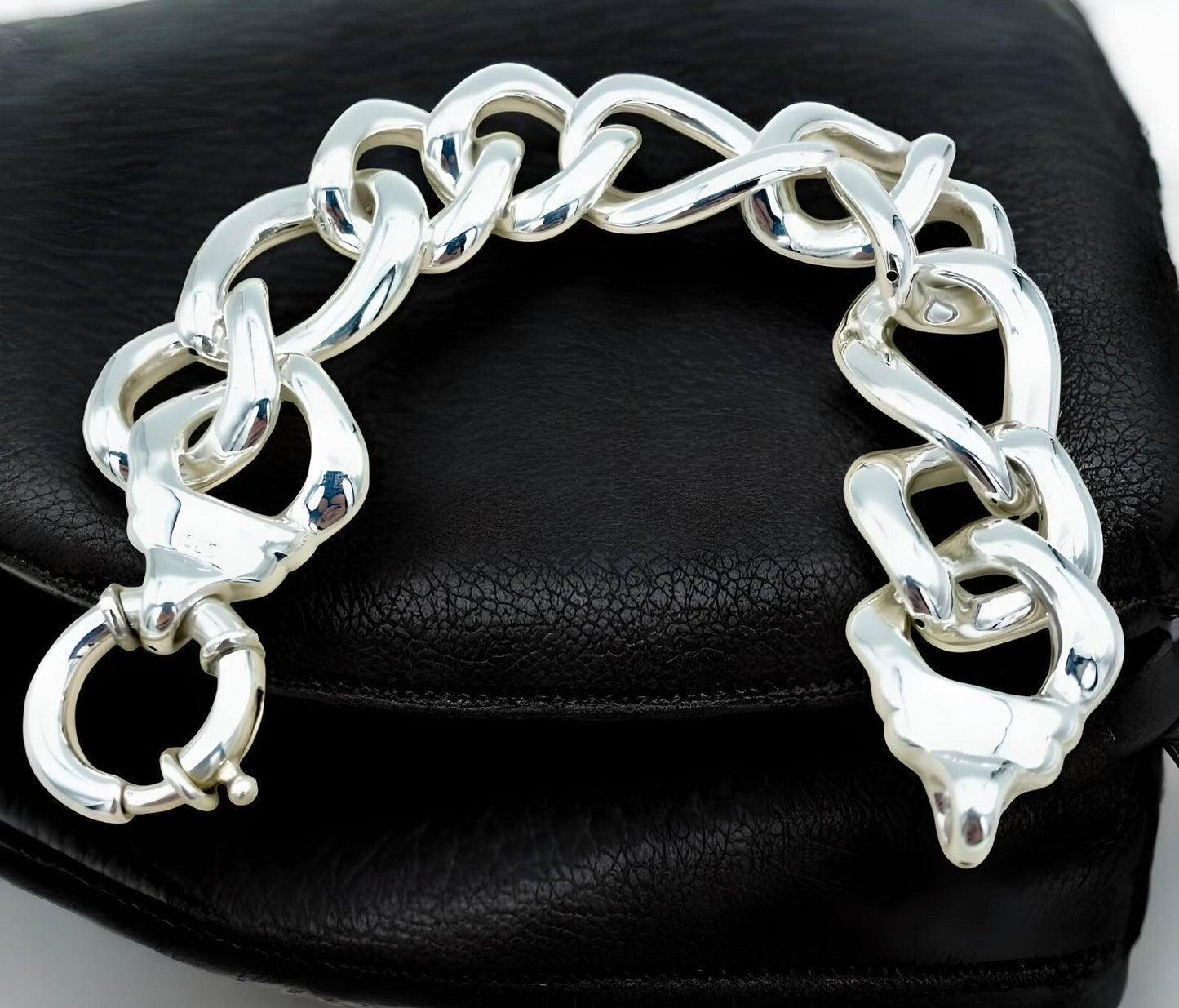 925 STERLING SILVER 8" CURB LINK BRACELET LIGHTWEIGHT SPRING RING CLASP 1598