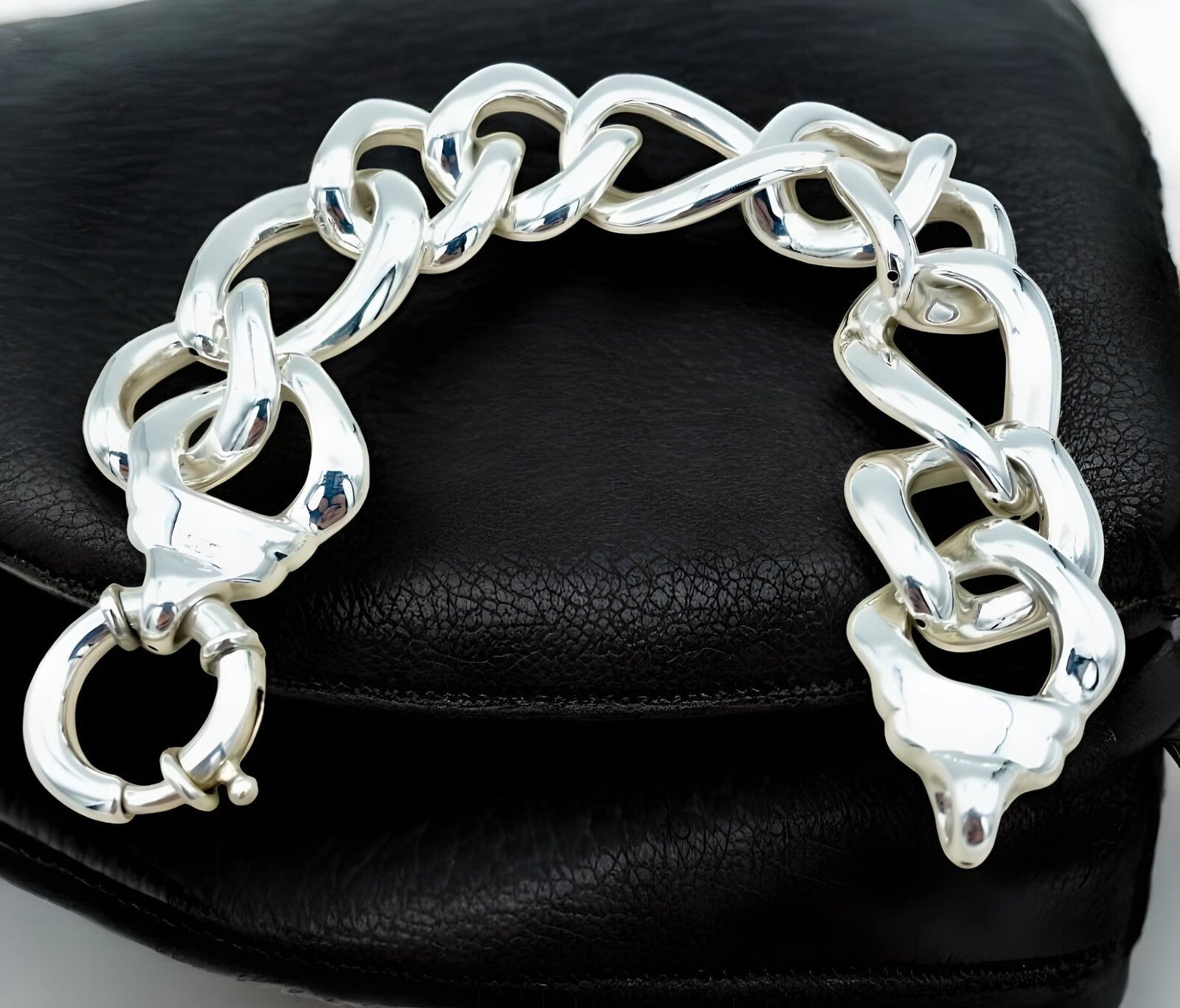 925 STERLING SILVER 8" CURB LINK BRACELET LIGHTWEIGHT SPRING RING CLASP 1598