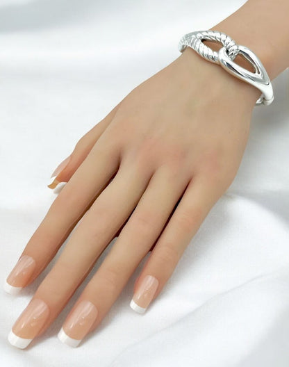 925 Silver Infinity Bracelet 6.5" - Lightweight, Interlocking Twisted 1495