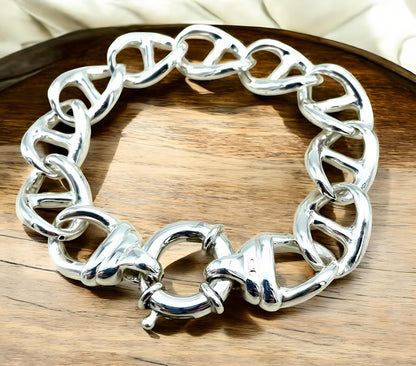925 STERLING SILVER ANCHOR LINK  7.5" BRACELET LIGHTWEIGHT SPRING RING 1623