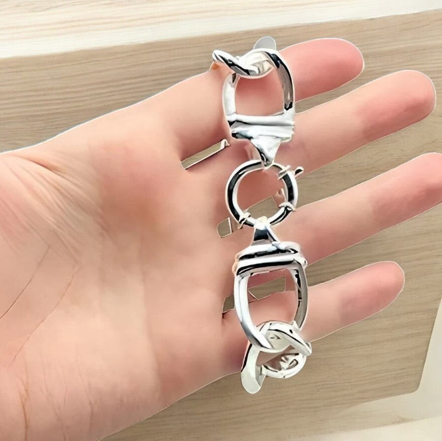 925 Sterling Silver 8" Rolo Link Chain Bracelet, Lightweight Design 1628