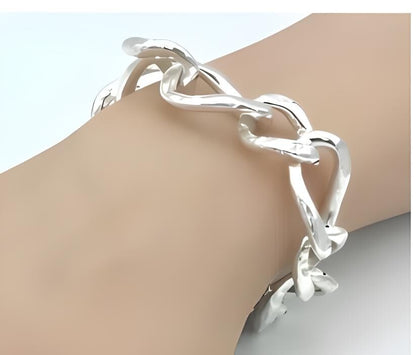 925 Sterling Silver Hammered Curb Link Bracelet - 7.5" 1472