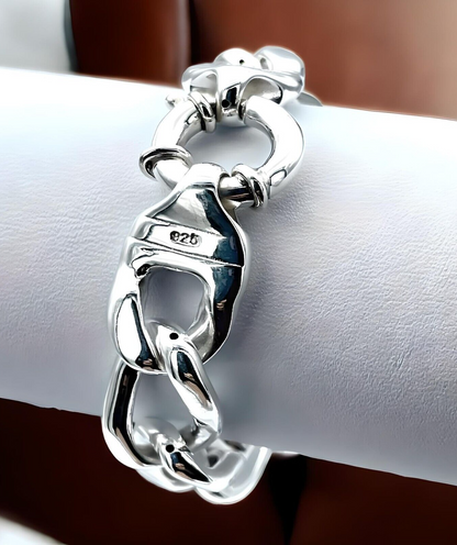 925 STERLING SILVER 7 1/2" CURB LINK BRACELET SPRING RING CLASP LIGHTWEIGHT 1607