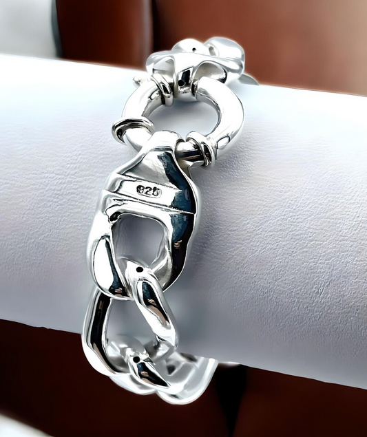 925 STERLING SILVER 7 1/2" CURB LINK BRACELET SPRING RING CLASP LIGHTWEIGHT 1607