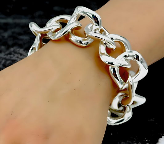 925 Sterling Silver Bracelet - Lightweight 8" Curb Link  1439