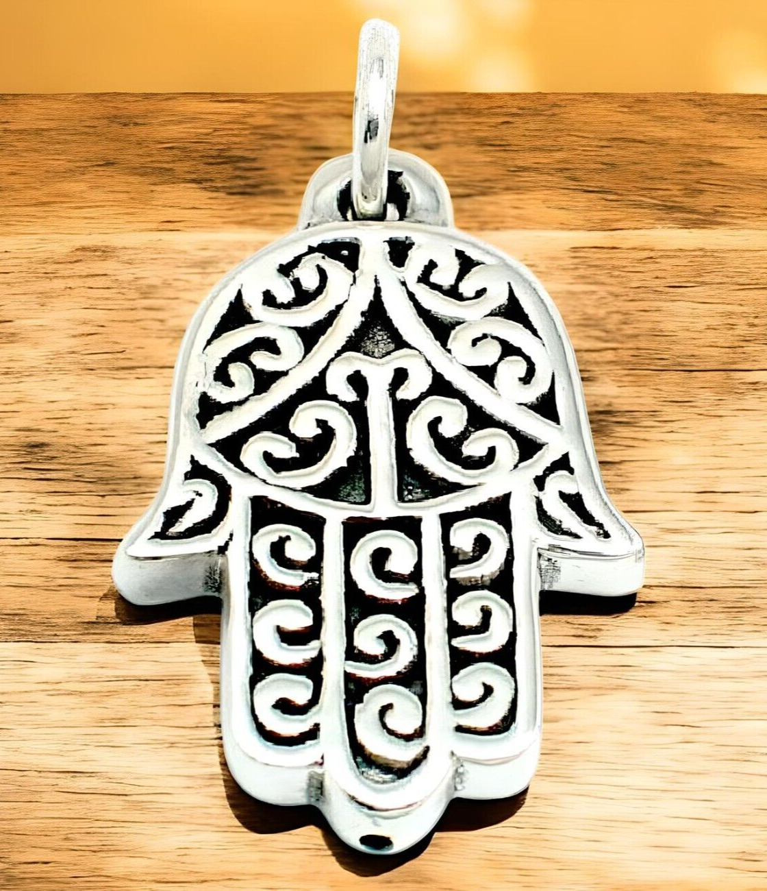925 STERLING SILVER HAMSA HAND PENDANT LIGHTWEIGHT, CHAIN SOLD SEPARATELY 1642