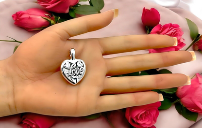 925 STERLING SILVER HEART "LOVE" PENDANT LIGHTWEIGHT, CHAIN SOLD SEPARATELY 1685