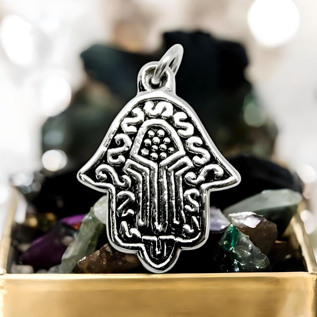 925 STERLING SILVER HAMSA HAND PENDANT LIGHTWEIGHT, CHAIN SOLD SEPARATELY 1663