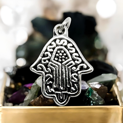 925 STERLING SILVER HAMSA HAND PENDANT LIGHTWEIGHT, CHAIN SOLD SEPARATELY 1663