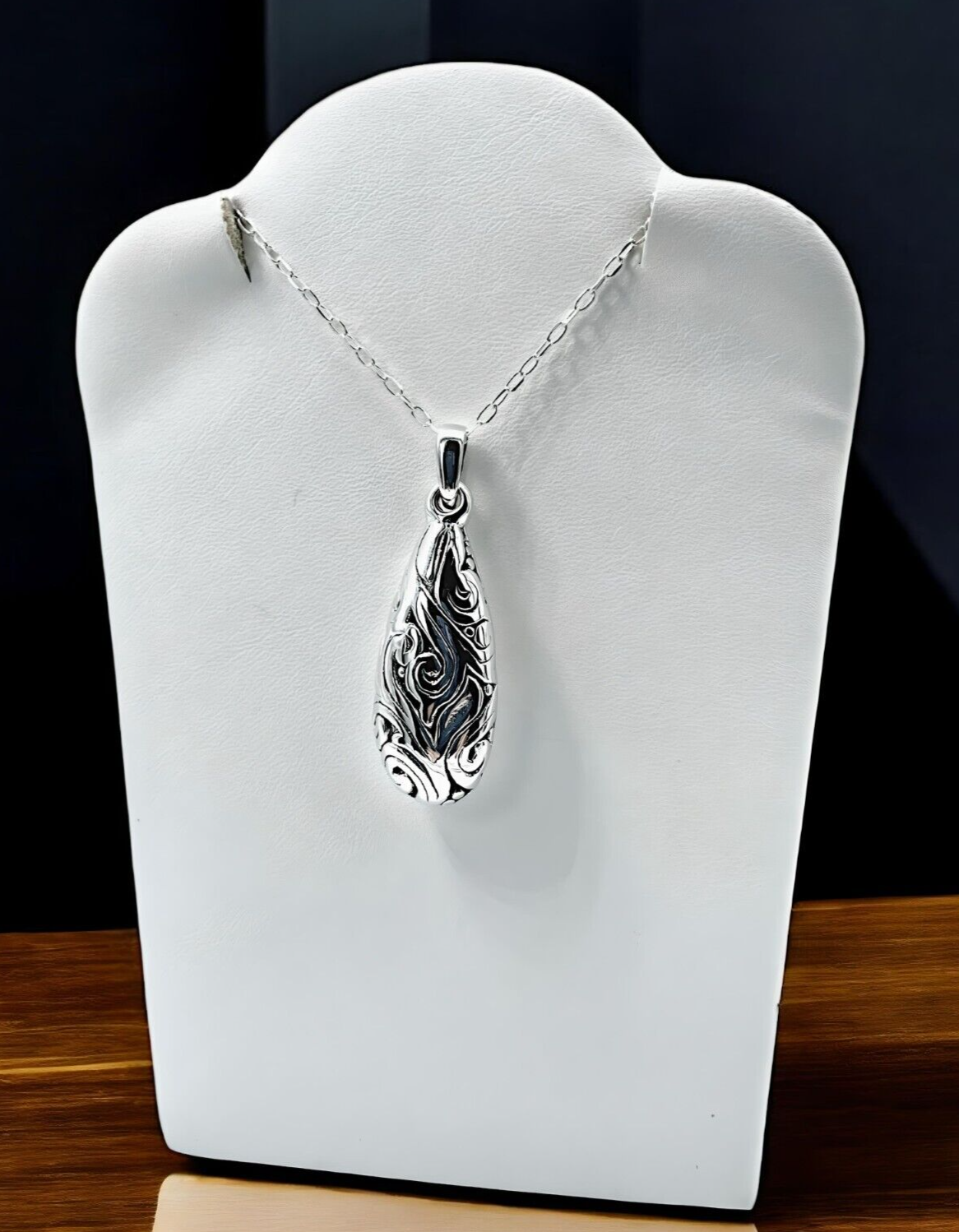 925 STERLING SILVER FILIGREE DESIGN LIGHTWEIGHT PENDANT,CHAIN SOLD SEPARATE 1668
