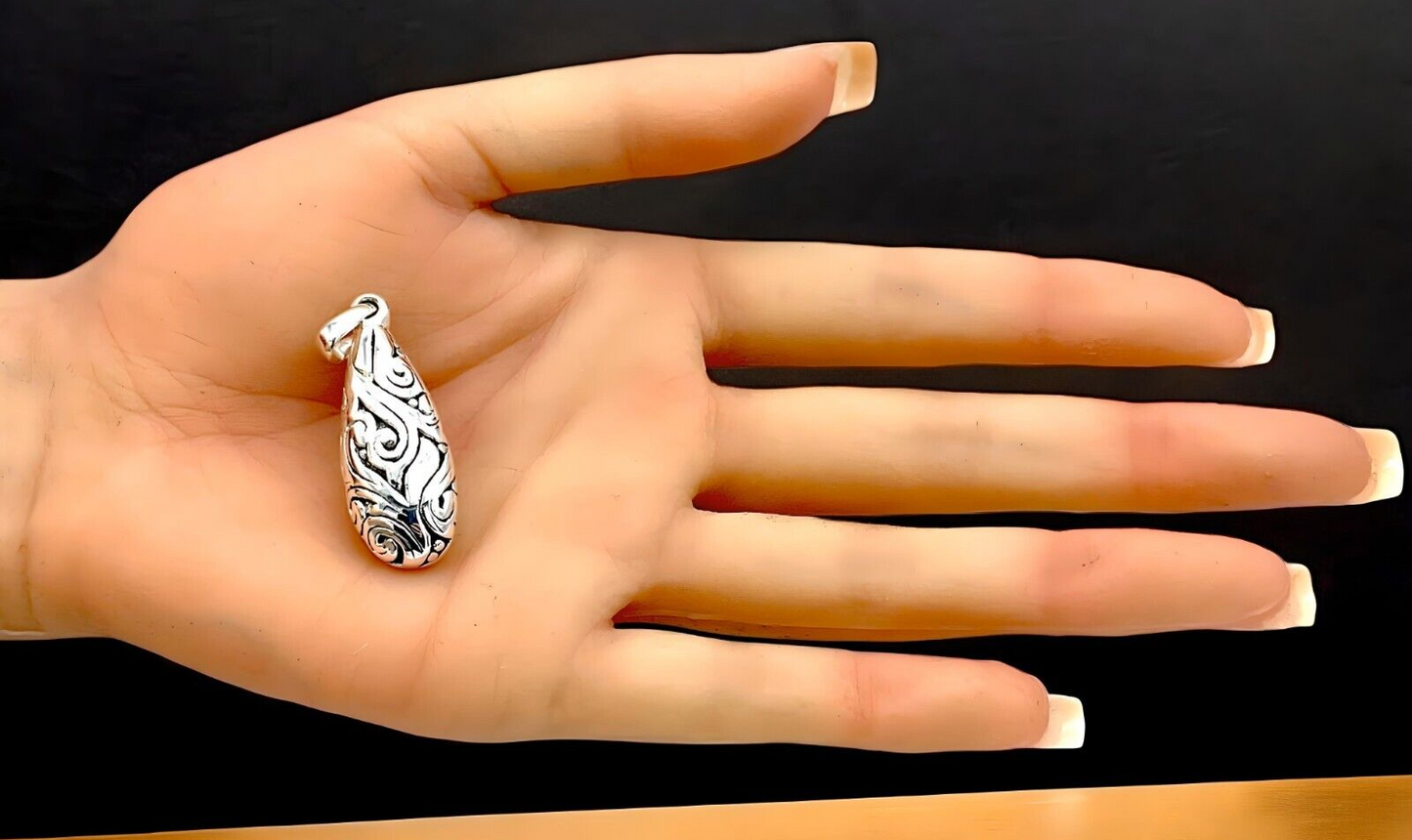 925 STERLING SILVER FILIGREE DESIGN LIGHTWEIGHT PENDANT,CHAIN SOLD SEPARATE 1668