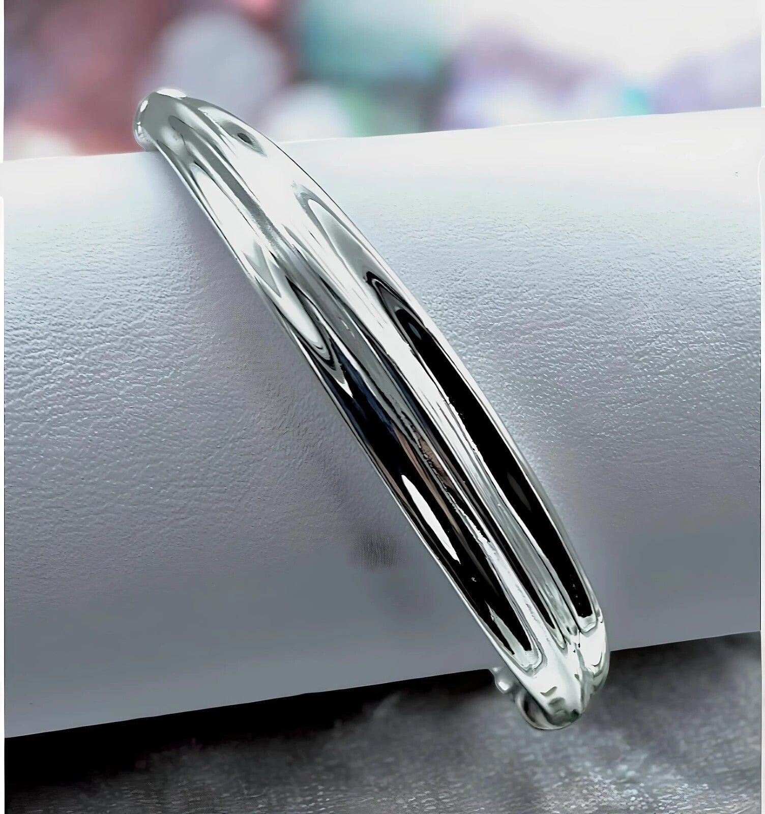 925 Sterling Silver 6.5" Rolling Bangle Bracelet- Sleek Simple Design 1212