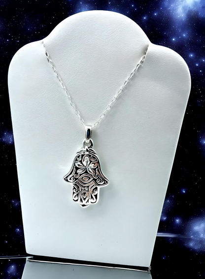 925 STERLING SILVER HAMSA HAND PENDANT LIGHTWEIGHT, CHAIN SOLD SEPARATELY 1686