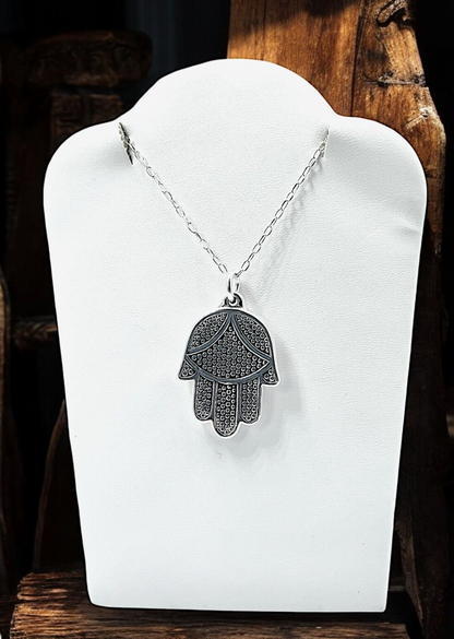 925 STERLING SILVER HAMSA HAND PENDANT LIGHTWEIGHT, CHAIN SOLD SEPARATELY 1633