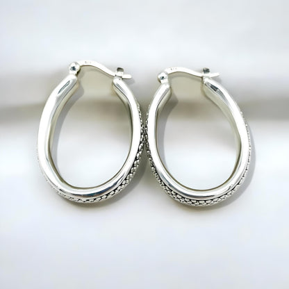 925 Sterling Silver Dot Hoops - Secure Latch Back- Light Weight 1423