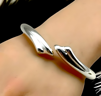 925 STERLING SILVER 7" BYPASS BANGLE BRACELET LIGHTWEIGHT SPRING HINGED 1599