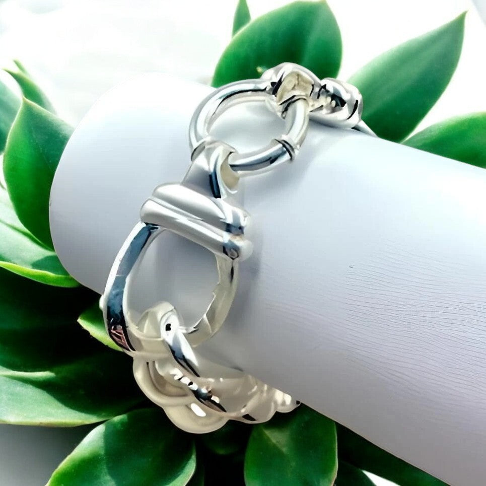 925 Sterling Silver 8" Rolo Link Chain Bracelet, Lightweight Design 1628