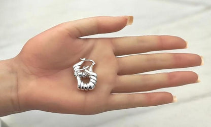 925 Sterling Silver Hoop Earrings Latch Back, Scalloped Squared Design 1539