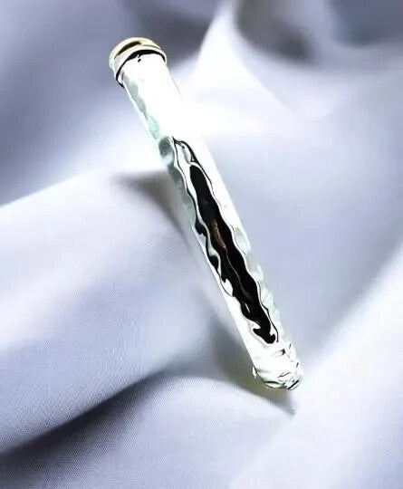 925 Sterling Silver Hammered Bracelet-Lightweight Spring Hinge 6.75" Bangle 1279