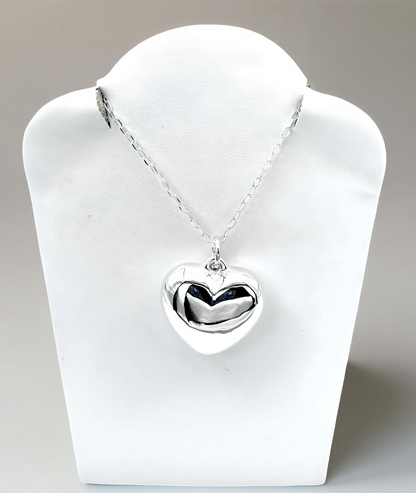 Classic Heart Pendant Lightweight In 925 Sterling Silver, Romantic Anniversary Or Birthday Gift, Optional Adjustable 16-18" Chain 1572