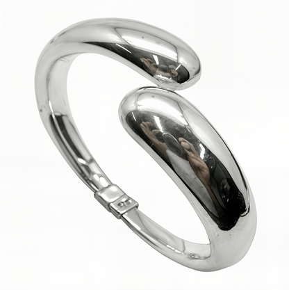 925 Sterling Silver Classic Simple Bangle-Lightweight Spring Hinged 6.5"  1224