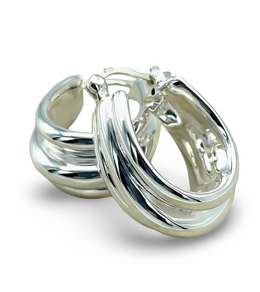 925 STERLING SILVER CLASSIC HOOP EARRINGS LIGHTWEIGHT LATCH BACK 1597