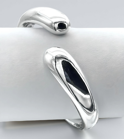 925 Sterling Silver Classic Simple Bangle-Lightweight Spring Hinged 6.5"  1224