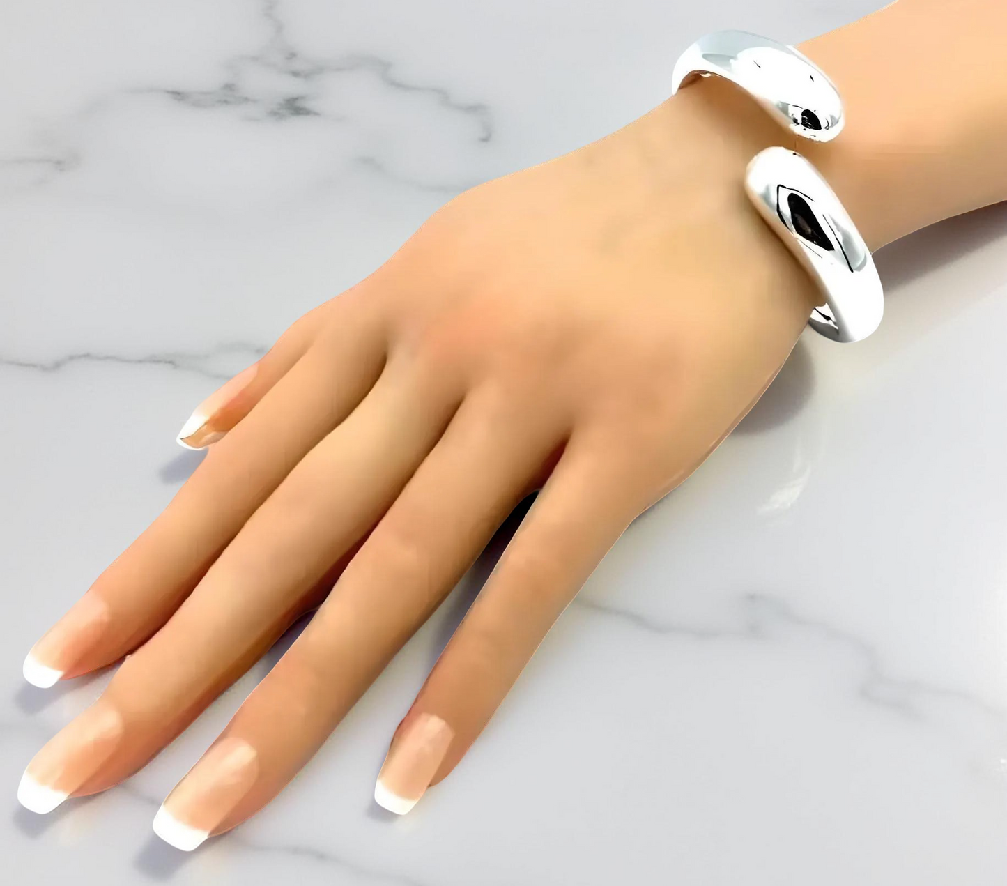 925 Sterling Silver Classic Simple Bangle-Lightweight Spring Hinged 6.5"  1224